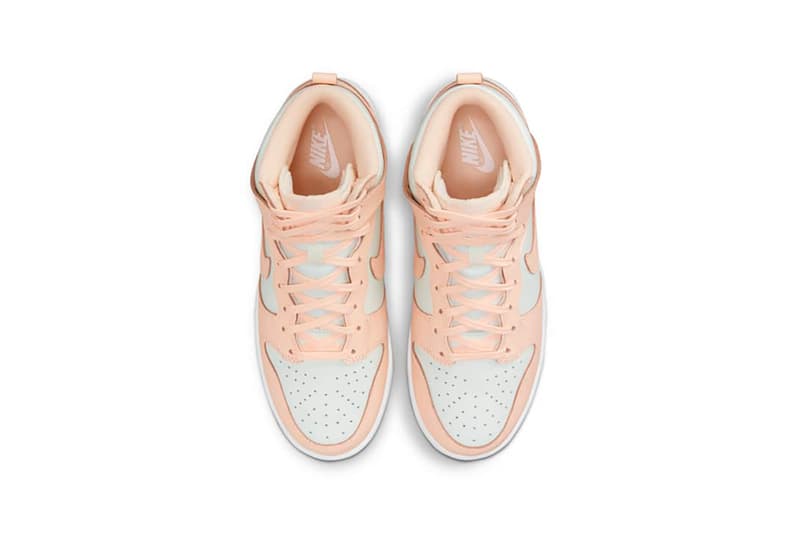Nike Womens Dunk High Crimson Tint Pink White Footwear Kicks Shoes Footwear Aerial Top View Insole