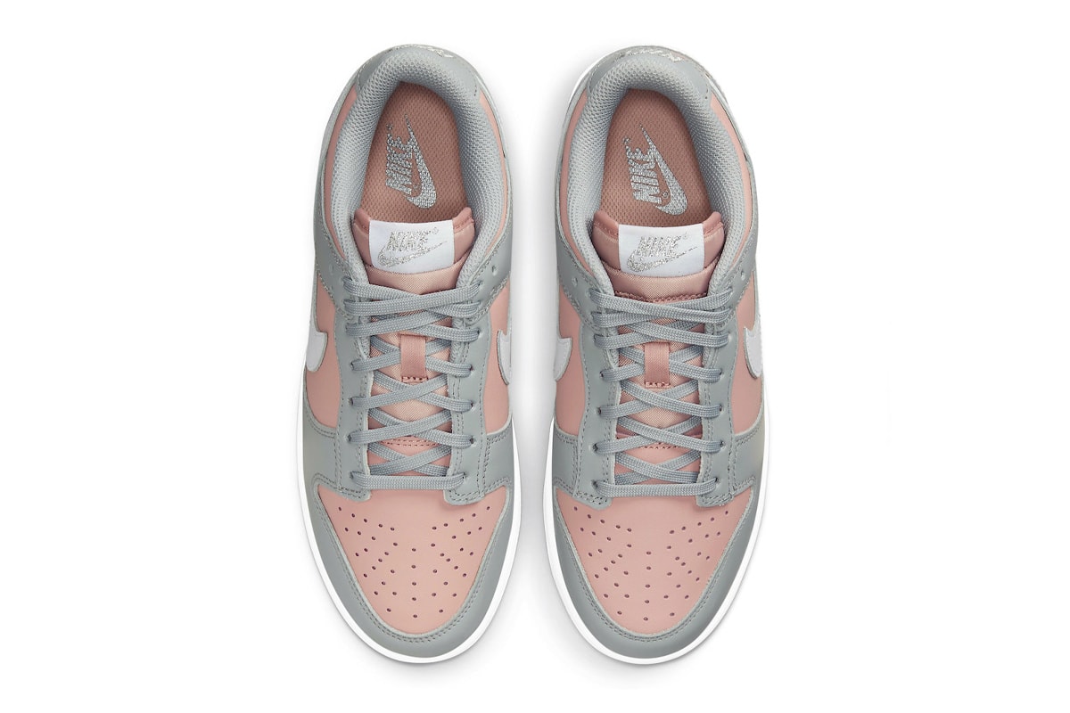 nike dunk low muted pink gray white sneakers upper shoelaces