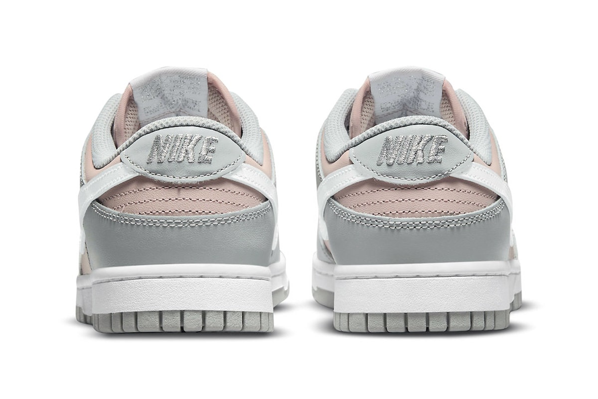nike dunk low muted pink gray white sneakers heel rear