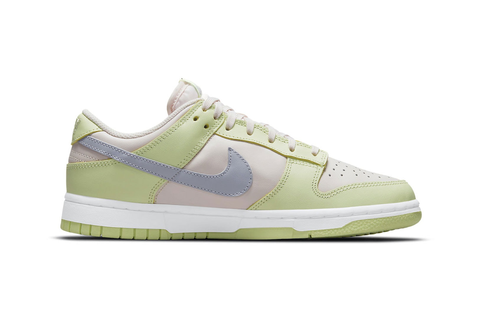 nike dunk low lime ice womens sneakers soft pink green medial sides swoosh