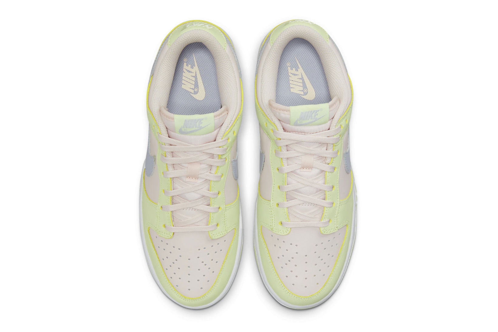 nike dunk low lime ice womens sneakers soft pink green upper shoelaces tongue