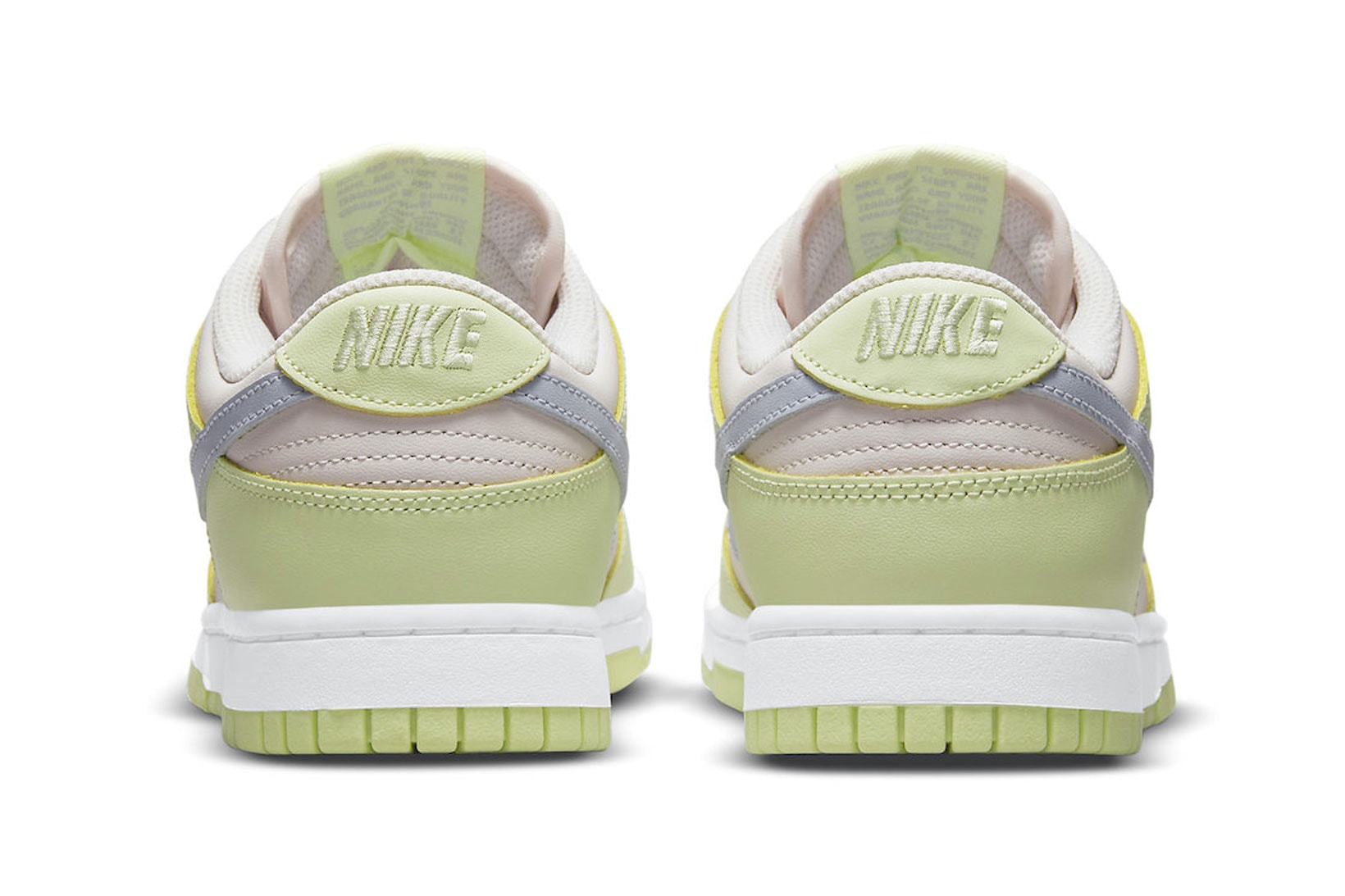 nike dunk low lime ice womens sneakers soft pink green heel back logo