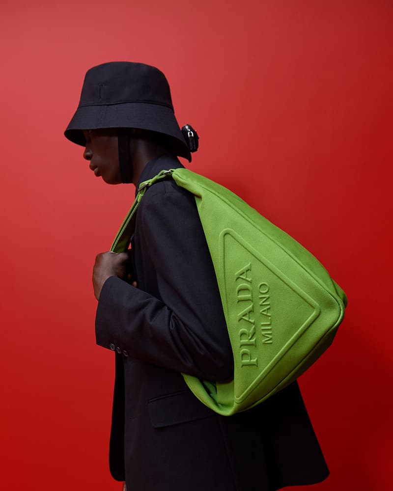 prada spring summer 2022 ss22 menswear raf simons miuccia accessories bucket hats oversized logo bag