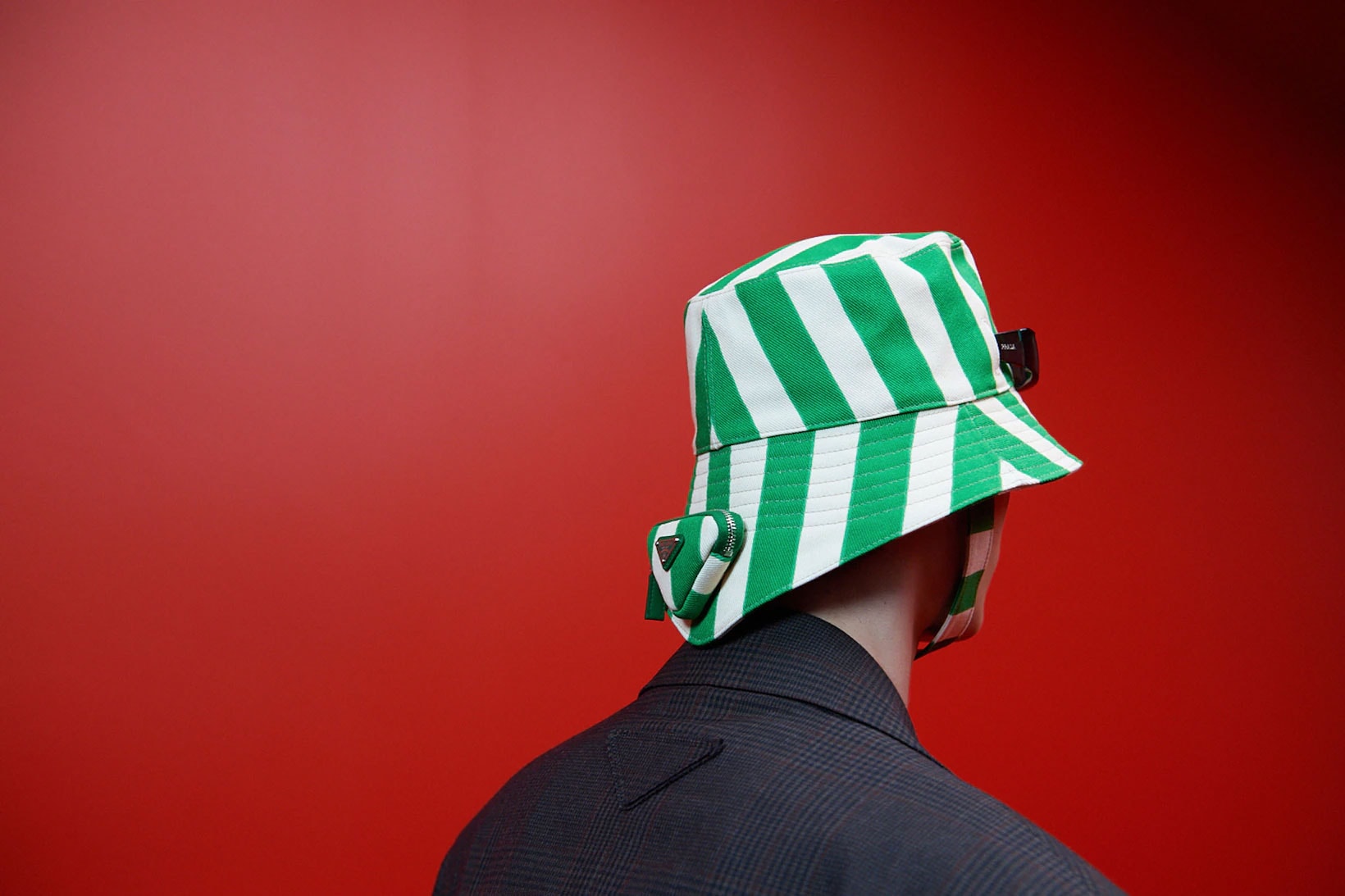 prada spring summer 2022 ss22 menswear raf simons miuccia accessories bucket hats striped green