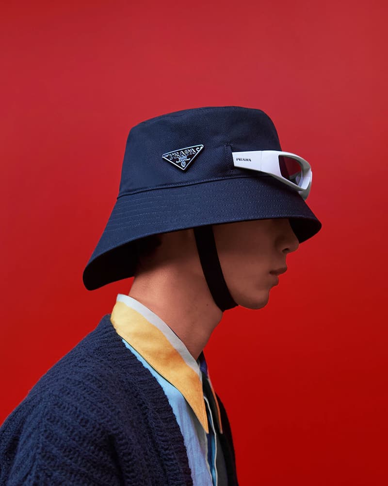 prada spring summer 2022 ss22 menswear raf simons miuccia accessories bucket hats sunglasses shirt