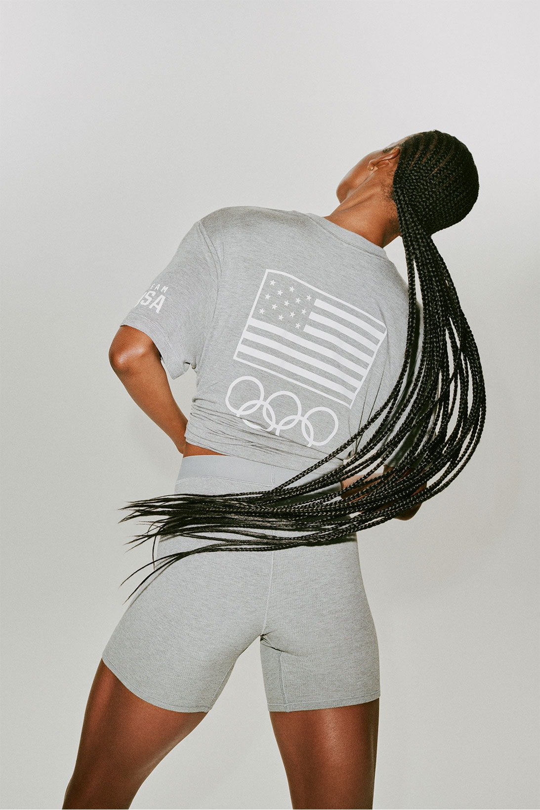 SKIMS Kim Kardashian Team USA 2020 Tokyo Olympics Paralympics Official Underwear Brand Dalilah Muhammad T-shirt