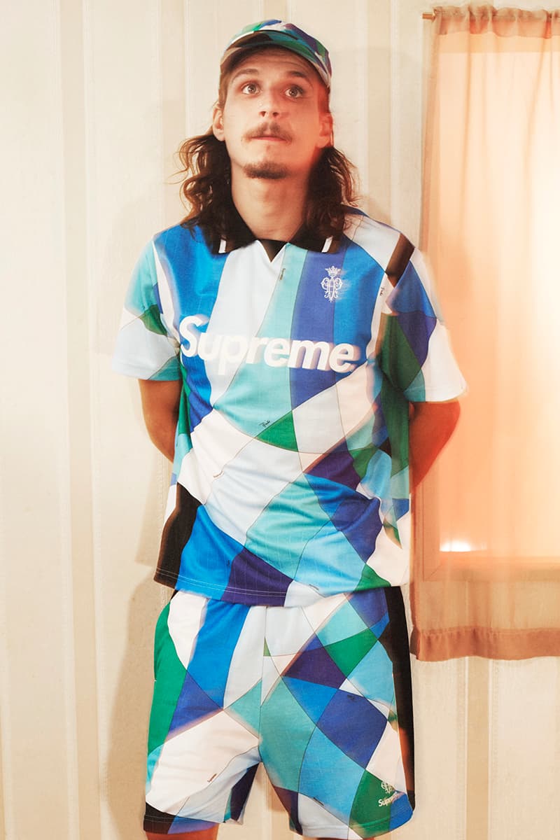 supreme emilio pucci spring 2021 collaboration soccer jersey shirt shorts