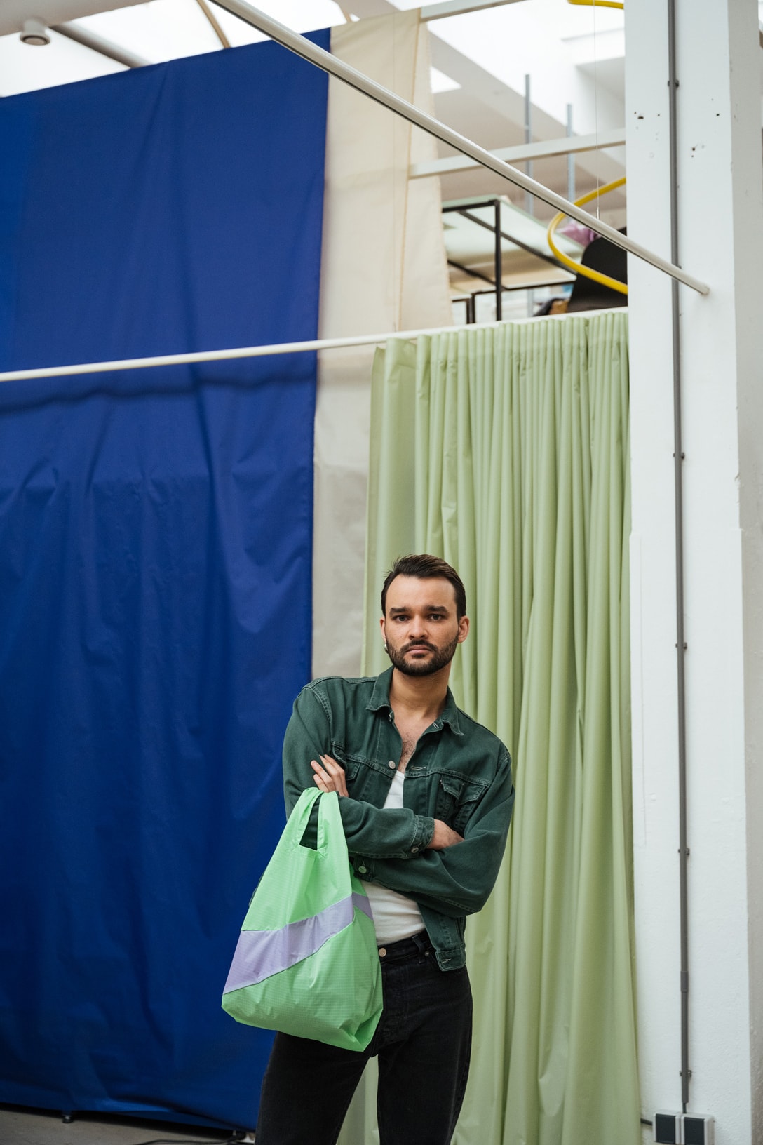 SUSAN BIJL New Shopping Bag Reusable Sustainable Grocery Nylon Rotterdam The Netherlands Dutch Designer Green Purple
