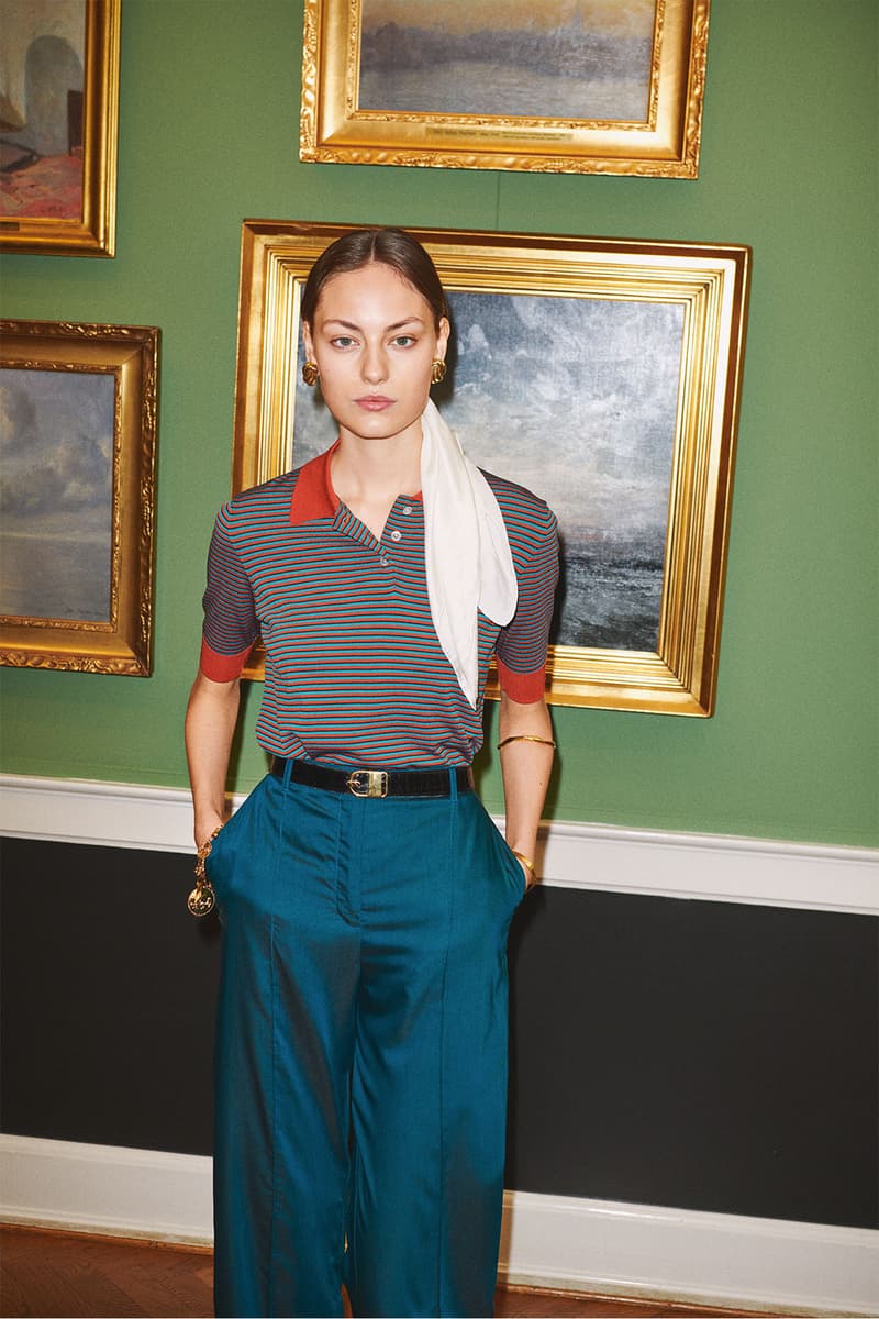 wood wood pre fall 2021 lookbook womenswear polo striped tee scarf