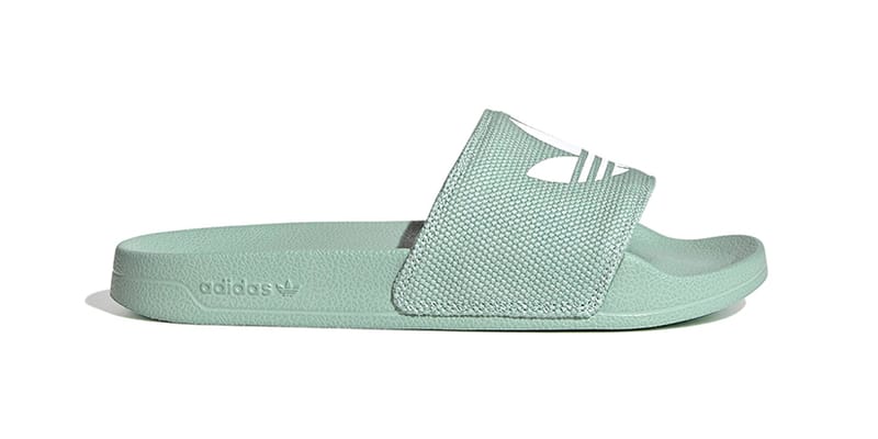 sage green adidas slides