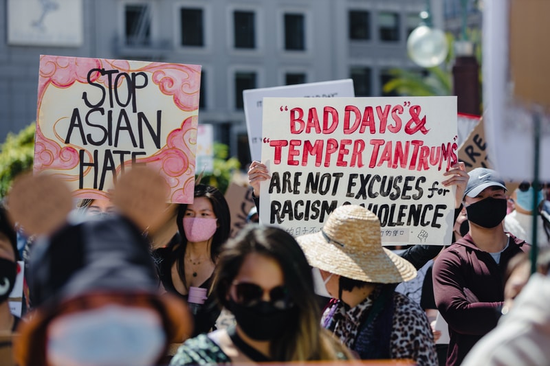 Stop Asian AAPI Hate Protest Signs San Francisco, California