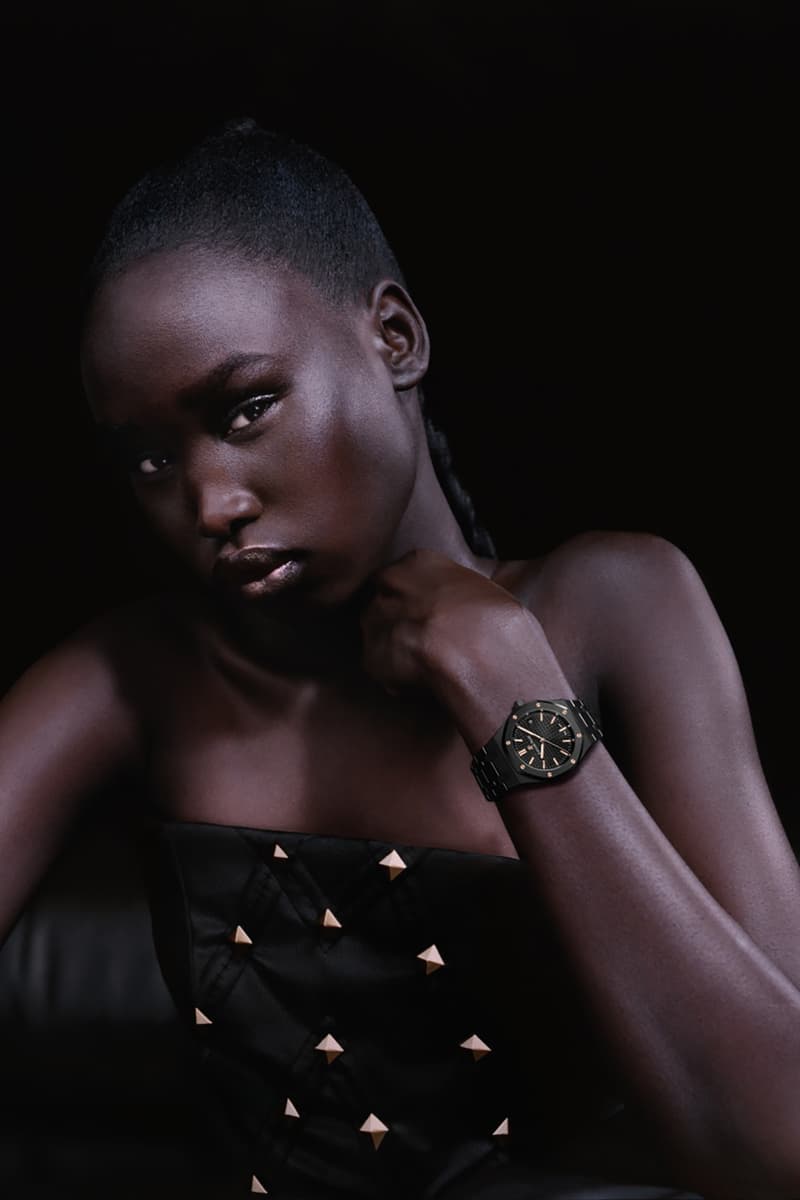 Audemars Piguet Royal Oak Womens Watches Self Winding Black Frosted Gold Double Balance Wheel Openworked