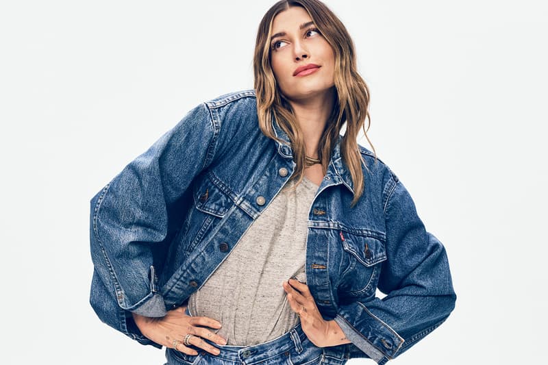 levis hailey bieber denim jacket outerwear t shirt tee