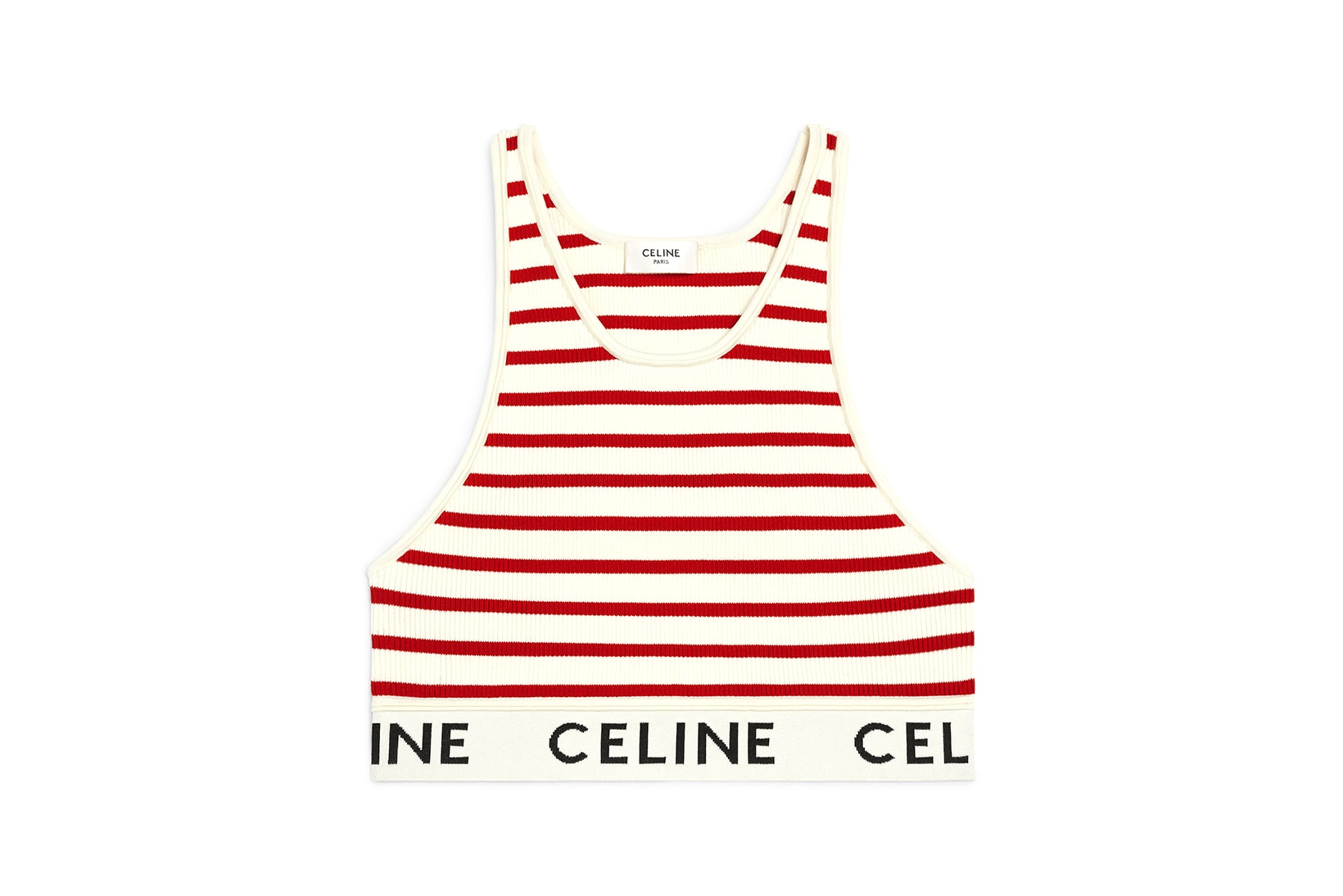 Celine, Tops, Celine Striped Mesh Sports Red Bra