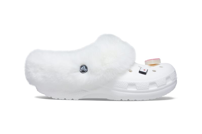 fuzzy white crocs womens 8