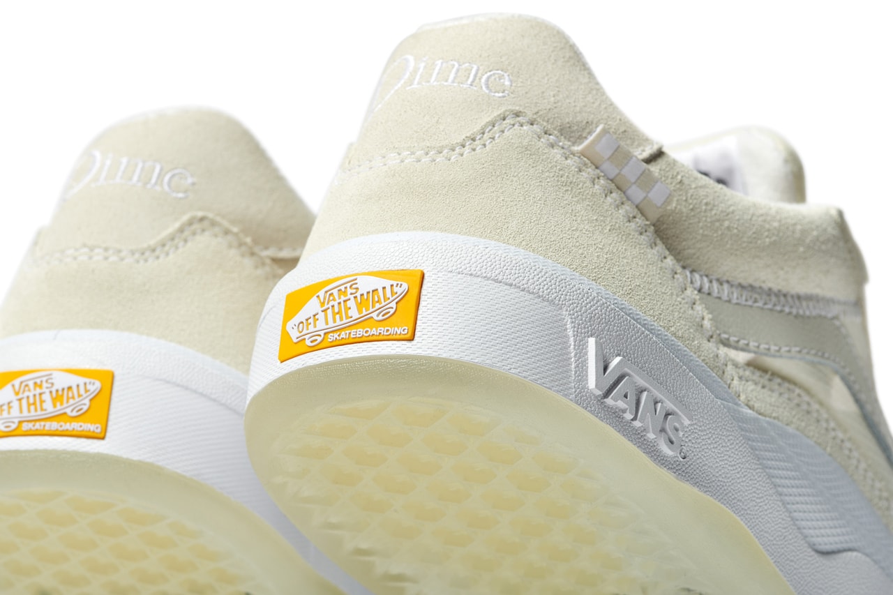 dime vans wayvee skate sneaker collaboration white beige heel logo outsole