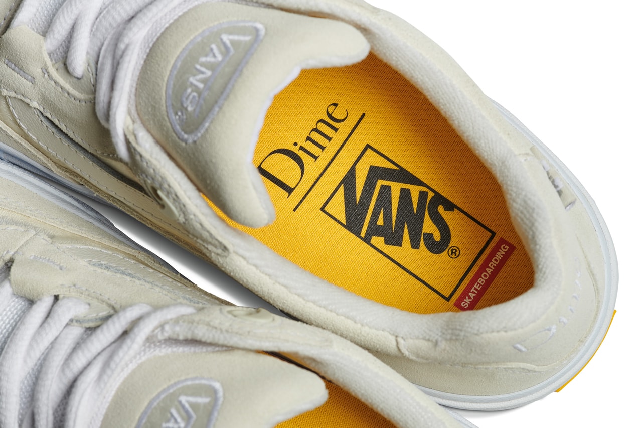 dime vans wayvee skate sneaker collaboration white beige insole logos