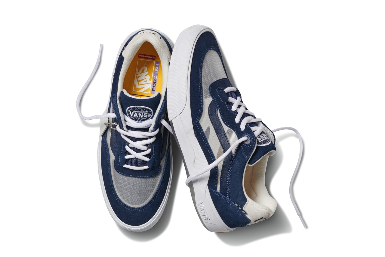 dime vans wayvee skate sneaker collaboration blue navy shoelaces details