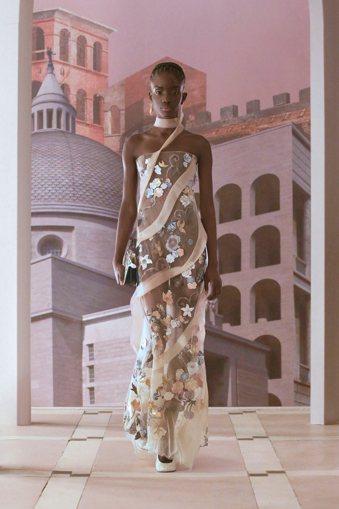 Fendi Kim Jones Fall/Winter 2021 Couture Collection sheer dress model