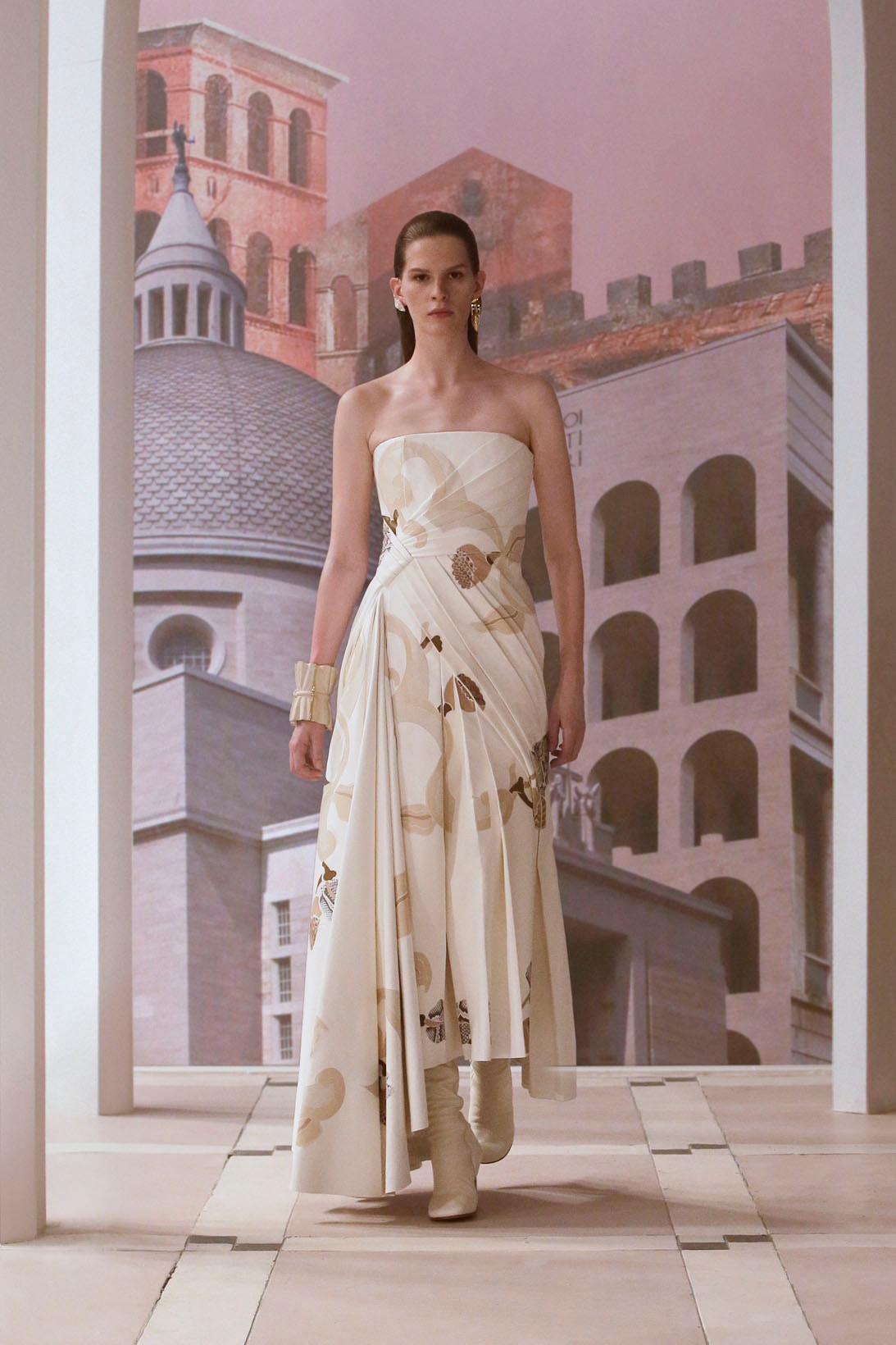 Fendi Kim Jones Fall/Winter 2021 Couture Collection dress gown beige