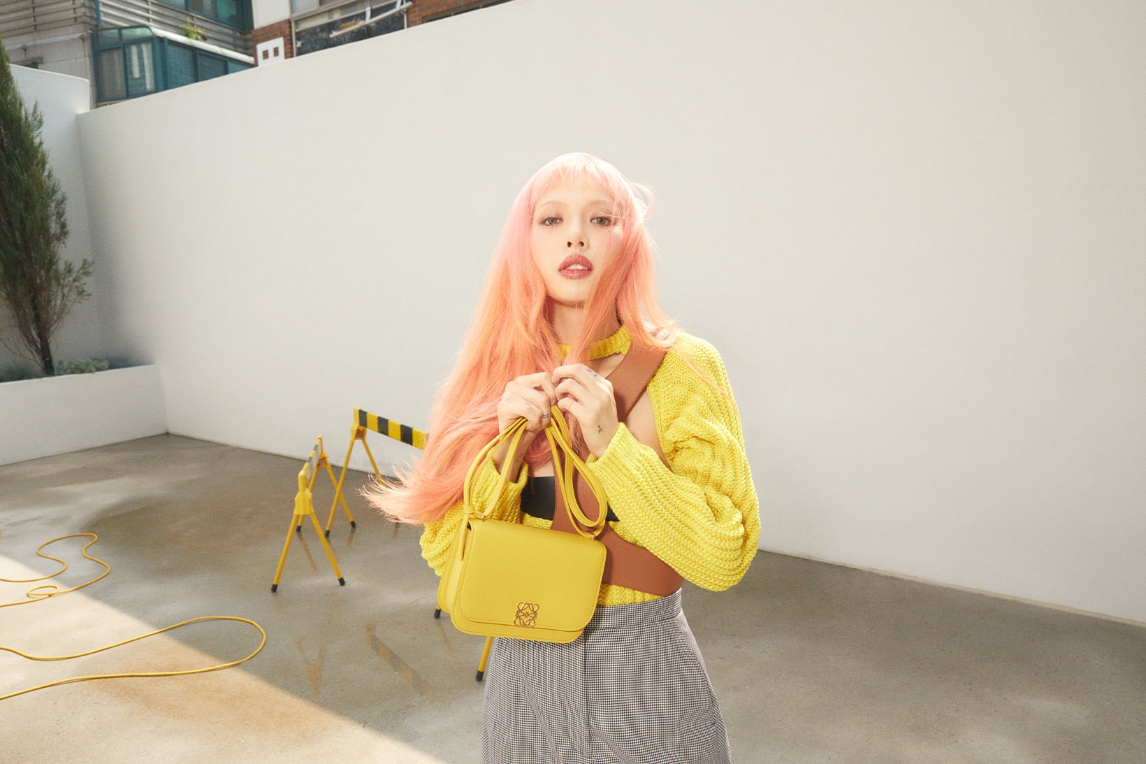 HyunA Loewe Global Brand Ambassador Campaign Handbag Pink Hair