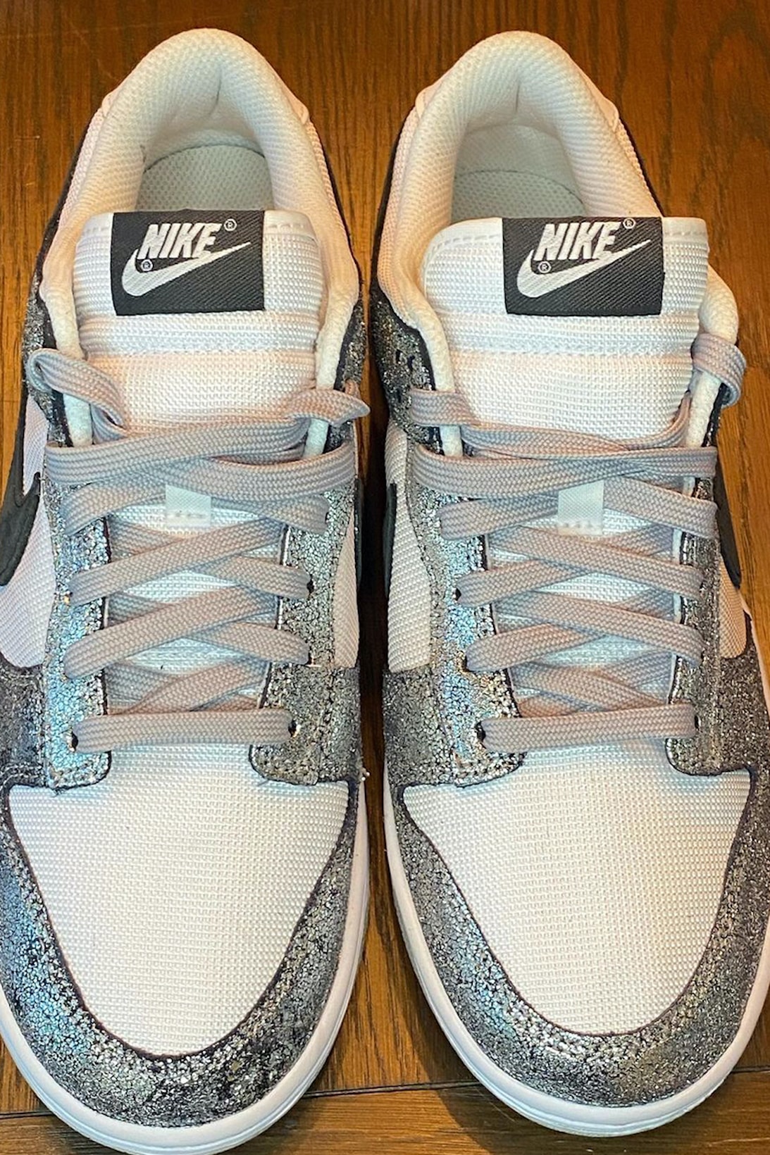 nike dunk low shimmer gray silver white sneakers footwear shoes kicks sneakerhead