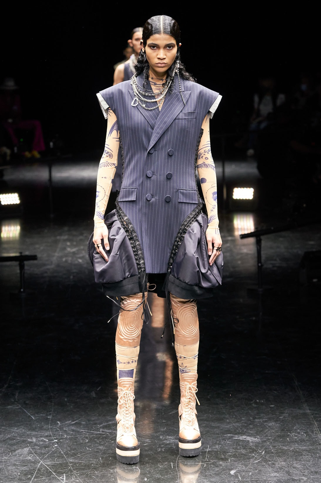 jean paul gaultier sacai fall winter couture chitose abe runway nike vaporwaffle collaboration