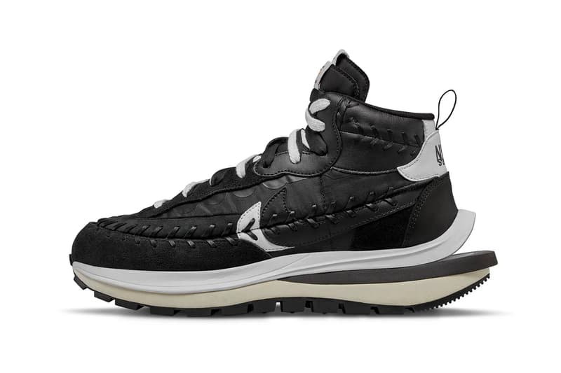 jean paul gaultier sacai nike vaporwaffle collaboration black white laterals