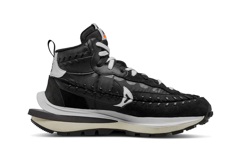 jean paul gaultier sacai nike vaporwaffle collaboration black white laterals