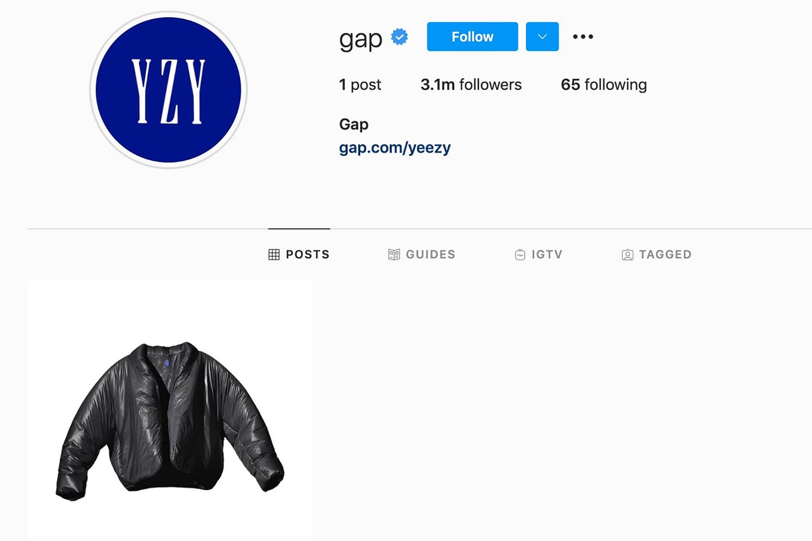 Gap Resets Instagram Account Kanye West YEEZY Collab