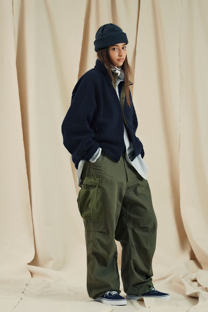 nanamica fall winter fw21 womenswear lookbook jacket beanie cargo pants