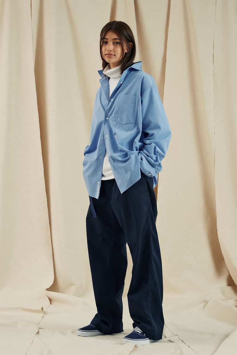 nanamica fall winter fw21 womenswear lookbook denim shirt trousers baggy