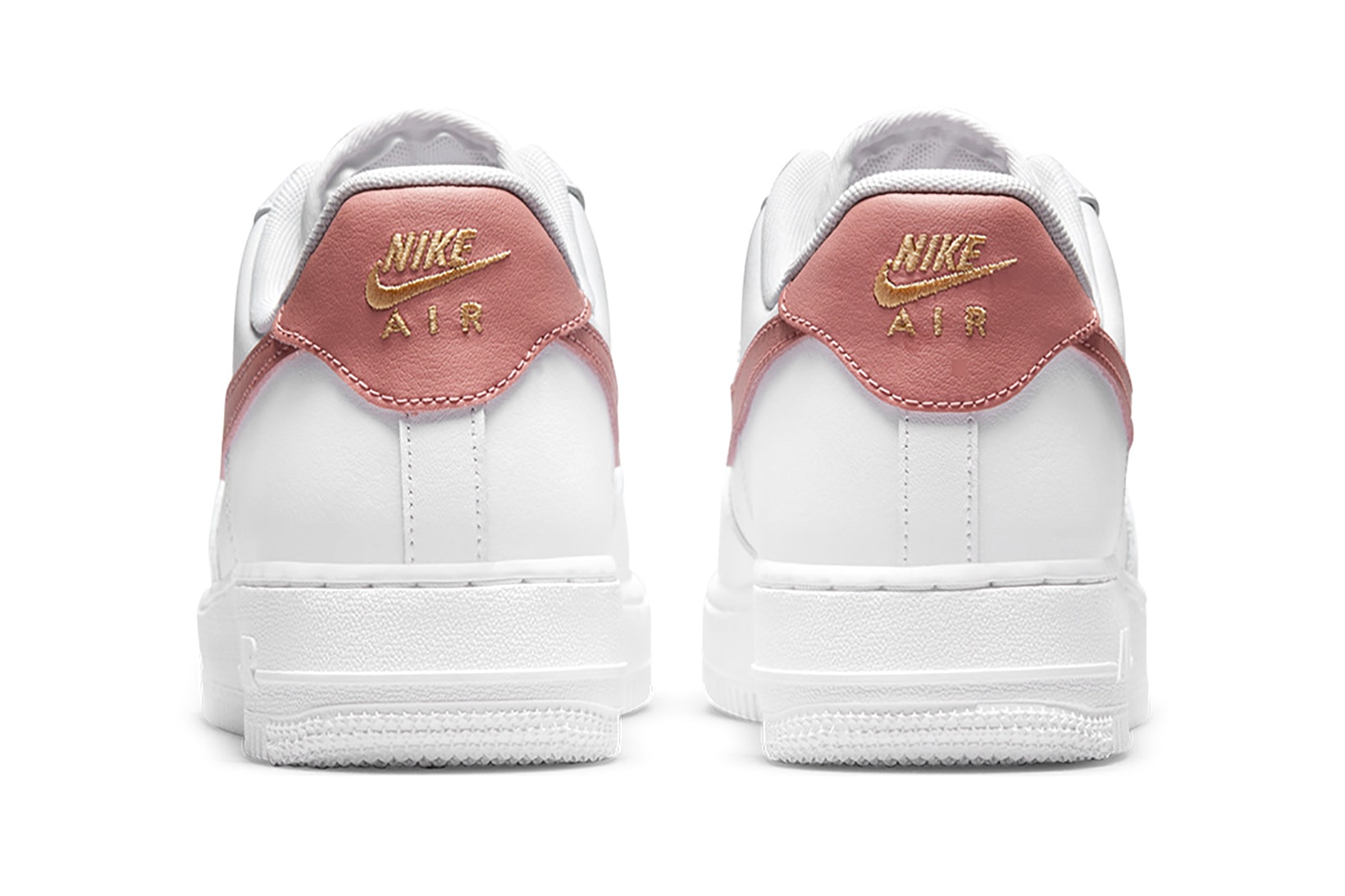 Nike Womens Sneakers Air Force 1 AF1 White Rusk Pink Footwear Kicks Shoes Heel