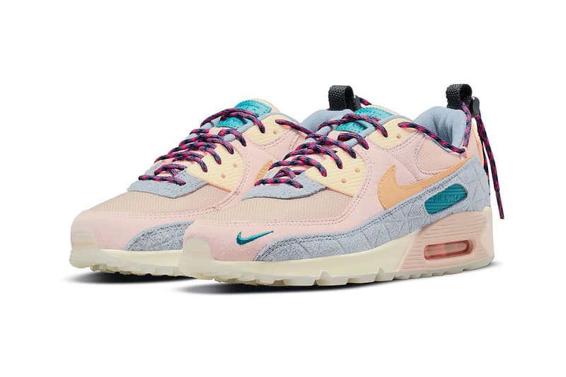 Nike Womens Air Max 90 SE Fossil Stone Ashen Slate Coconut Milk Twist Pastel Pink Blue Orange Yellow Shoes Kicks Sneakerhead Kicks Footwear