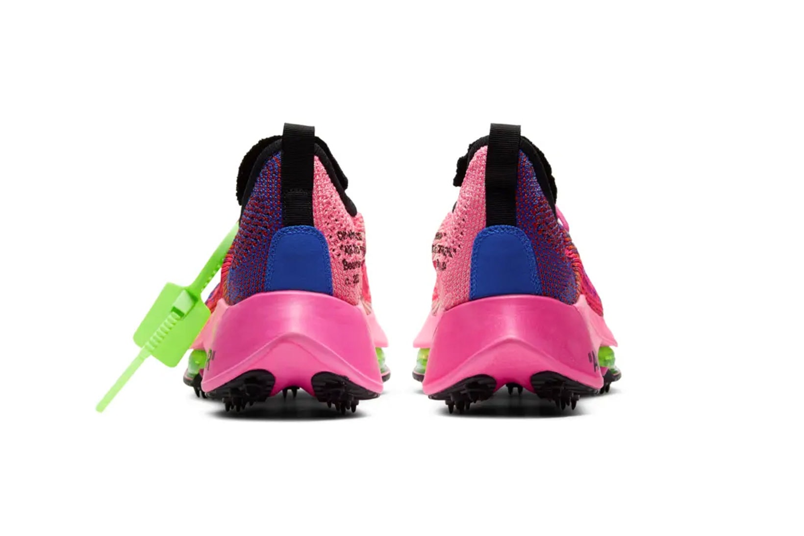 Off-White™ x Nike Air Zoom Tempo NEXT% Pink Glow Heels Details