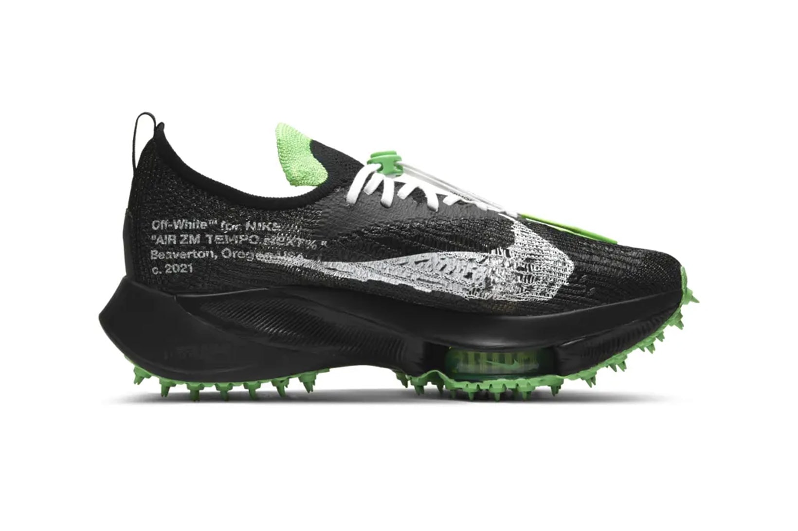 Off-White™ x Nike Air Zoom Tempo NEXT% Black Green Details Swoosh