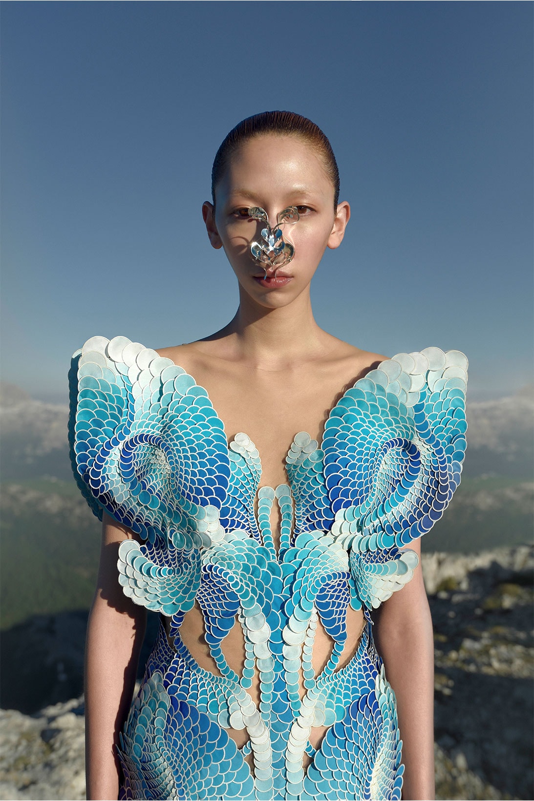 parley iris van herpen earthrise haute couture collaboration dress blue ocean plastic sustainable