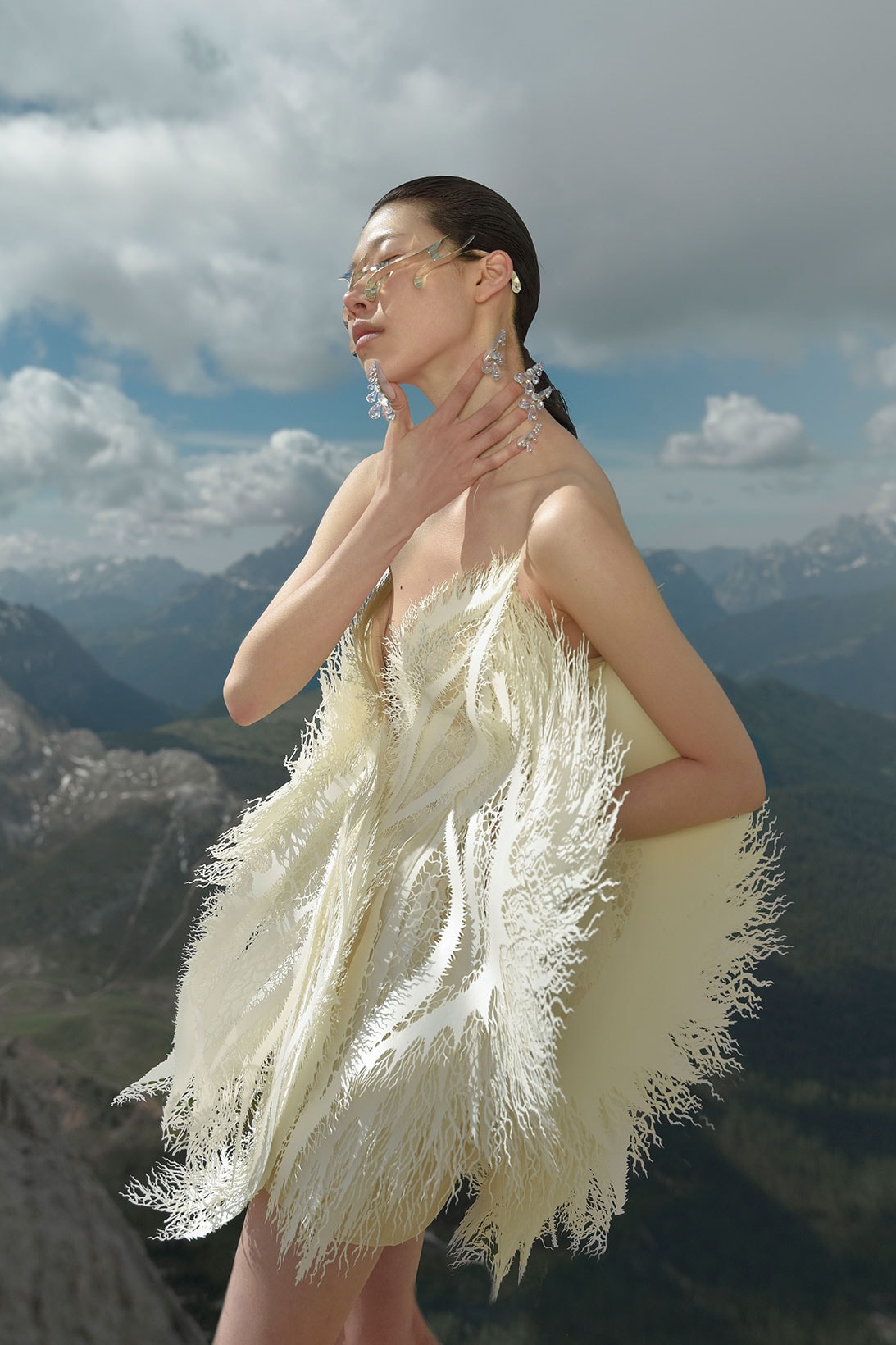 parley iris van herpen earthrise haute couture collaboration dress white nails sky