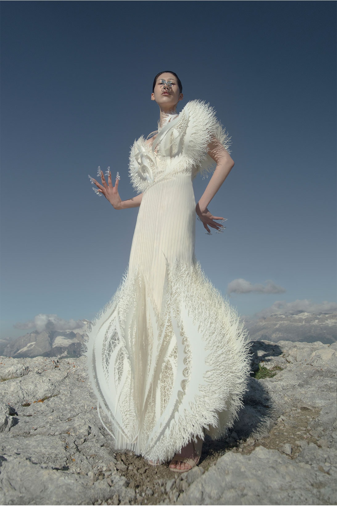 parley iris van herpen earthrise haute couture collaboration white gown dress design sustainable