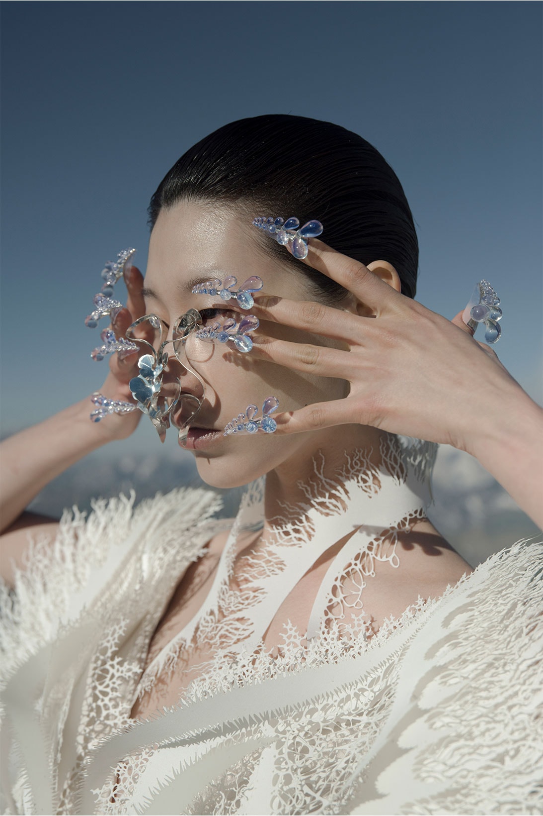 parley iris van herpen earthrise haute couture collaboration nails dress makeup