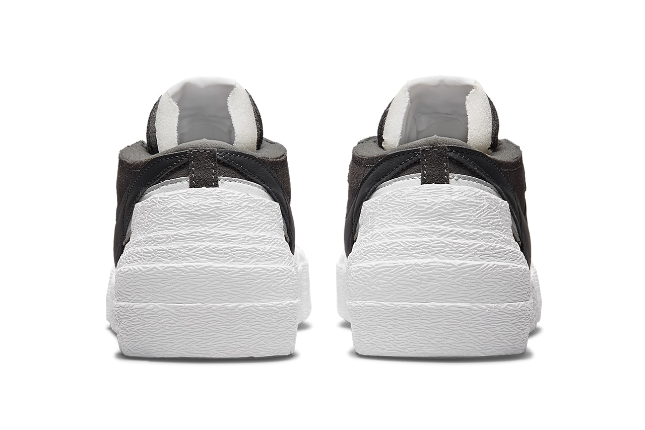 sacai nike blazer low iron grey collaboration sneakers heel details
