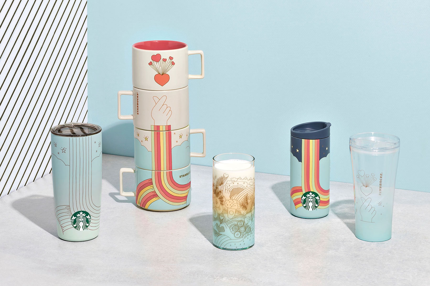 Starbucks Summer Joy of Connection Collection Korean Finger Heart Cup Tumblers