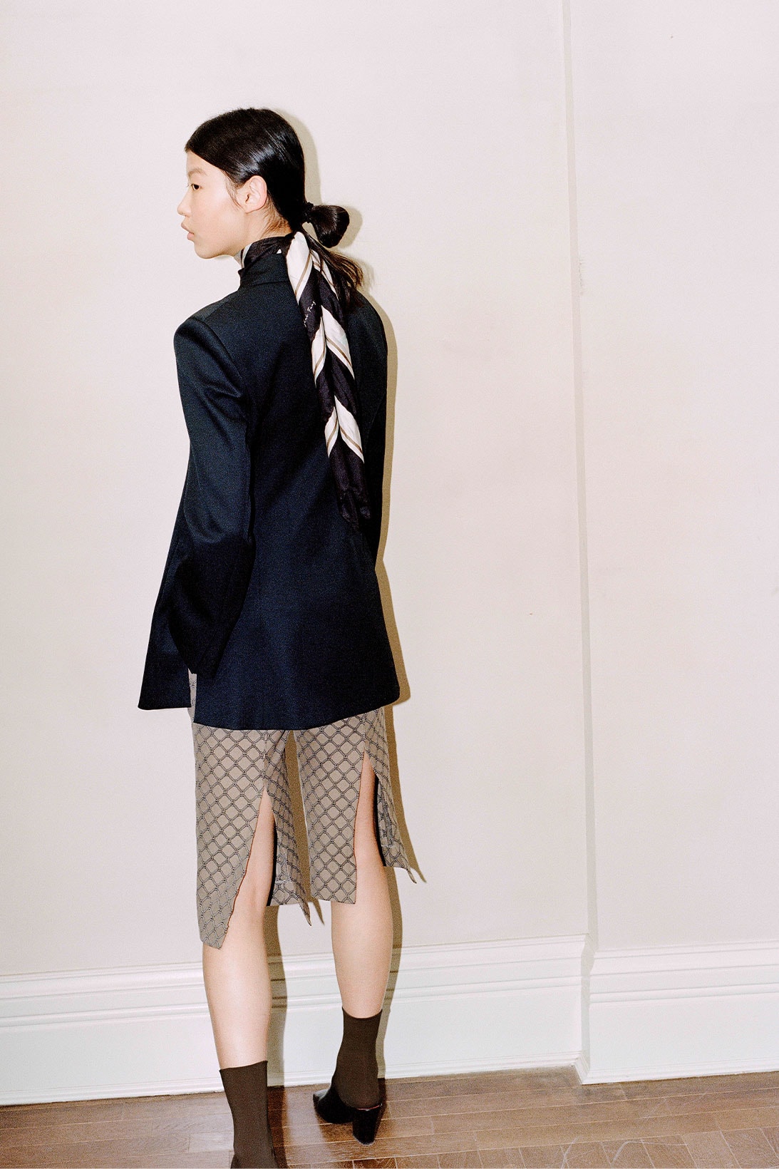 Shanghai Tang Yuni Ahn model black blazer
