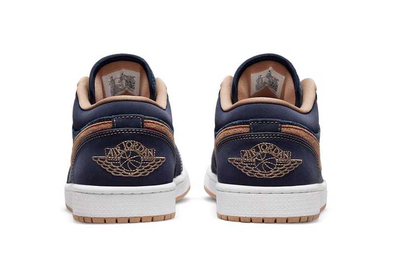 navy blue and tan jordans