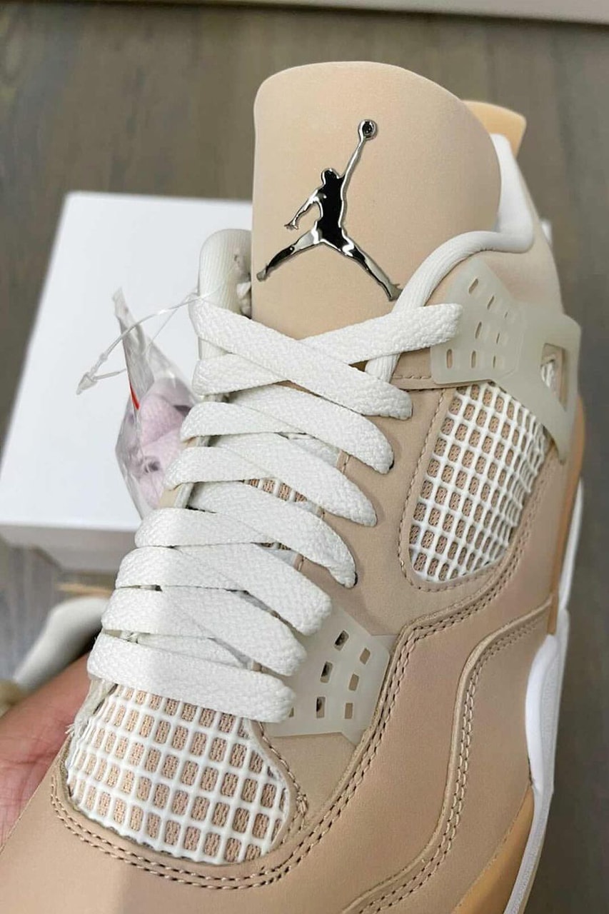 Nike Air Jordan 4 AJ4 Shimmer Women's Sneakers Details Shoelaces Jumpman