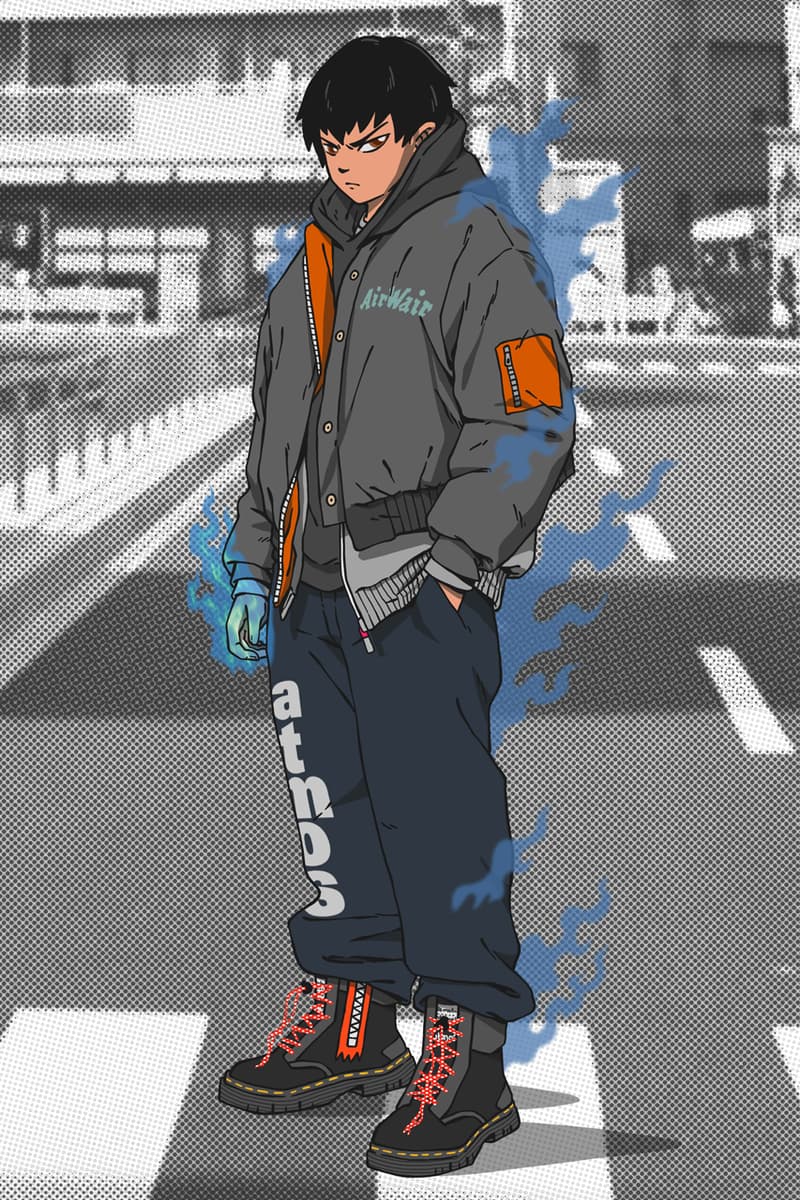 Atmos x Dr. Martens tarik zip boots with male anime character