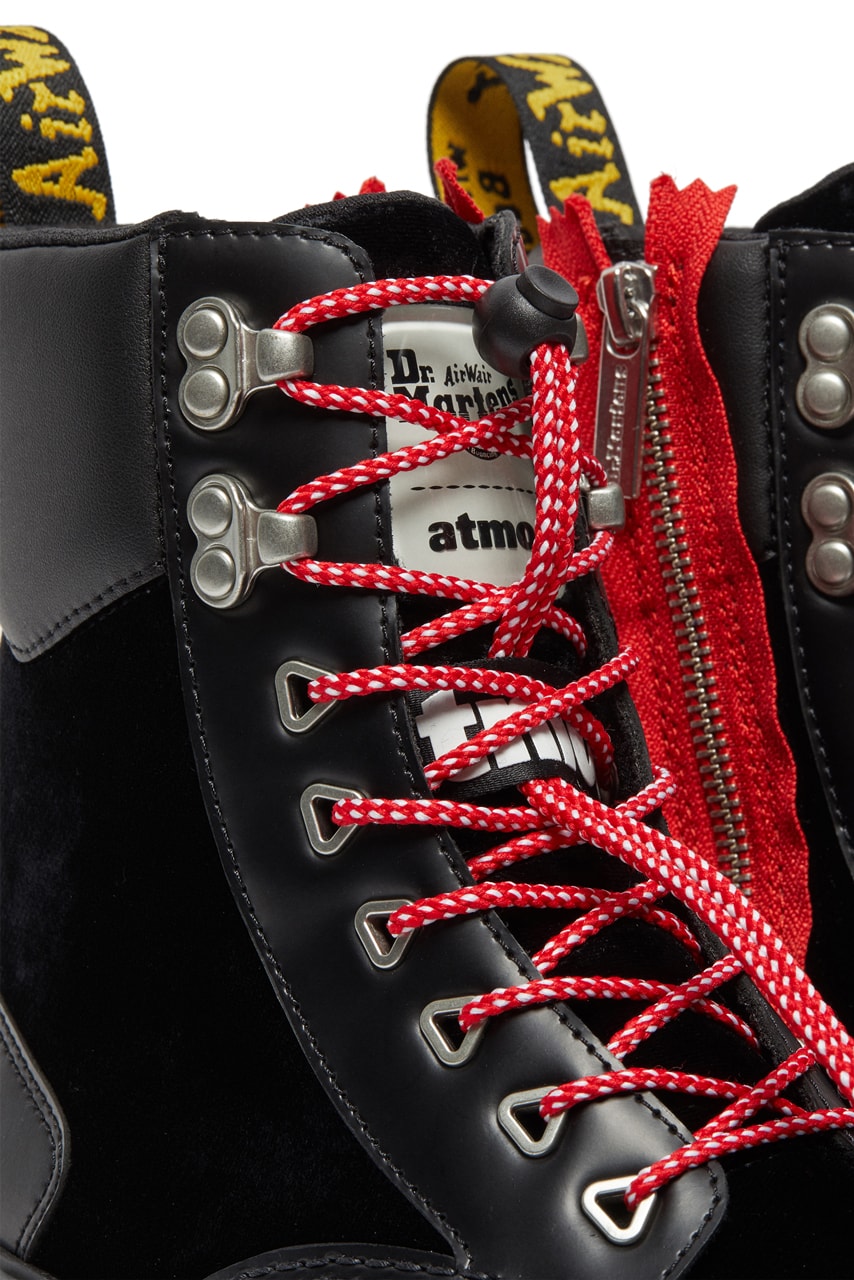 Atmos x Dr. Martens tarik zip boots close up on laces