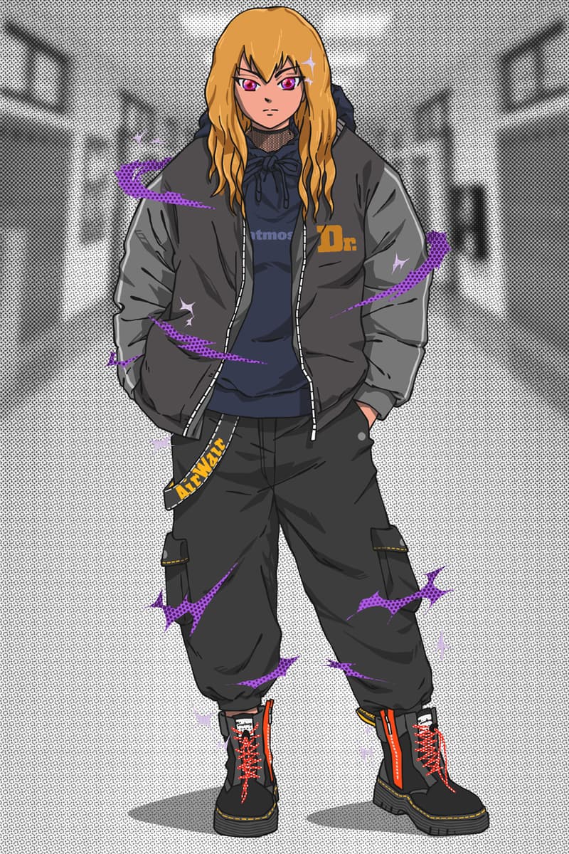 Atmos x Dr. Martens tarik zip boots with female anime character