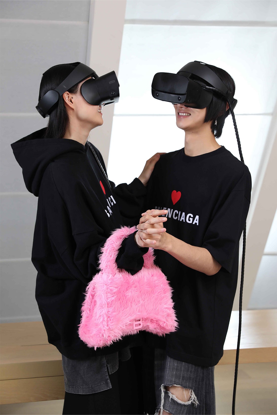 Balenciaga Qixi Chinese Valentine's Day Capsule Pink Fluffy Top Handle Bag VR T-shirt