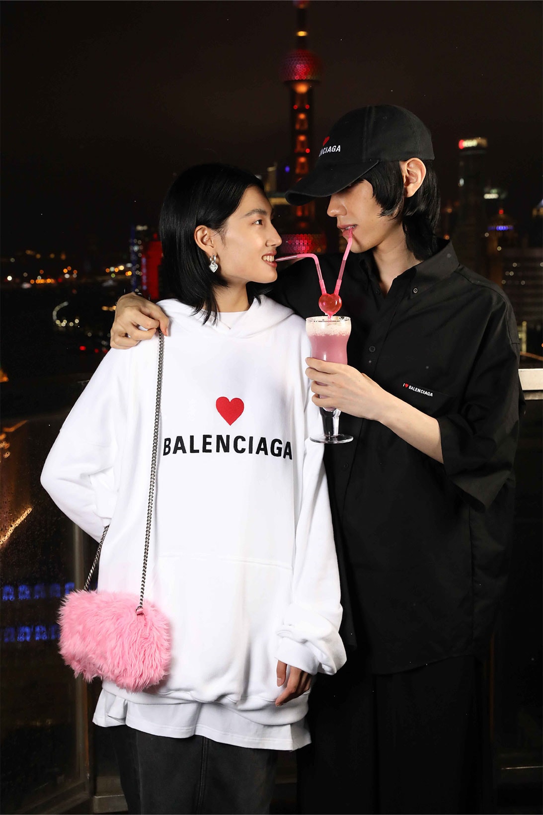 Balenciaga Qixi Chinese Valentine's Day Capsule Heart Hoodie Pink Fluffy Bag Shanghai